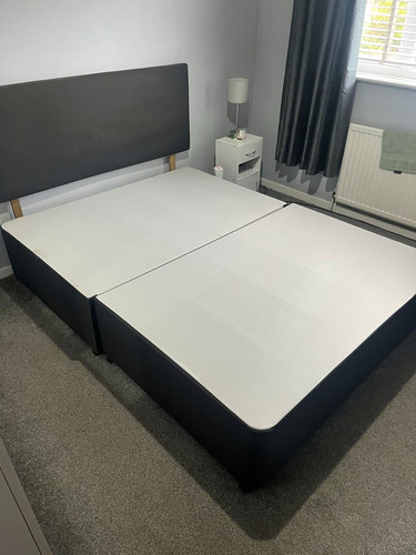 Grey upholstered double bed - grey,