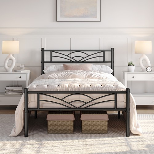 Metal platform bed frame with - bed,