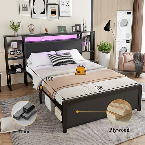 4ft6 double metal bed frame - 4ft6,