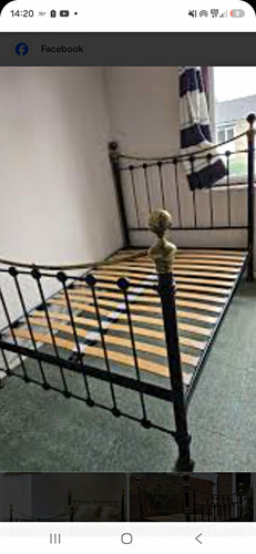 Black metal wood - metal, bed