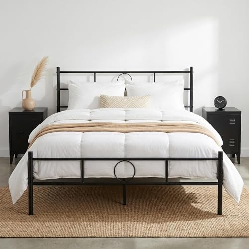Black metal double bed - double, frame
