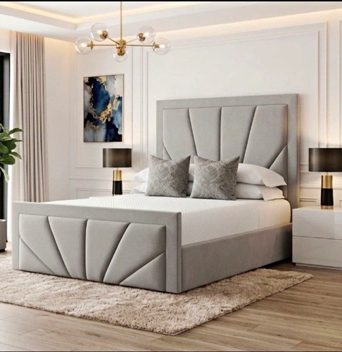 Black upholstered bed frame - bed,