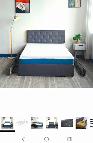 Grey fabric upholstered - grey, double