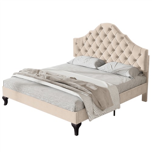 Plush velvet upholstered bed - plush,