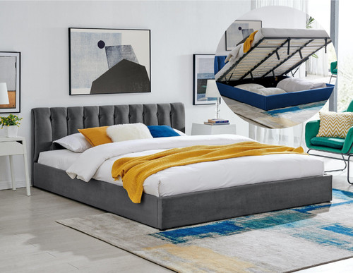 Velvet ottoman storage - ottoman, bed