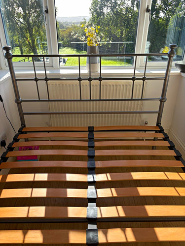 Grey metal double - bed, frame