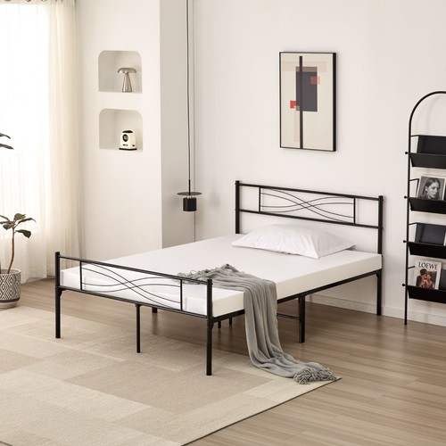 Metal bed frame with headboard - metal,