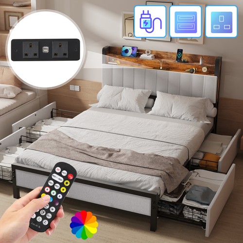 Double size bed - double, metal