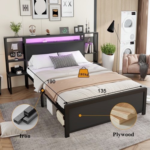 Double size bed - size, metal