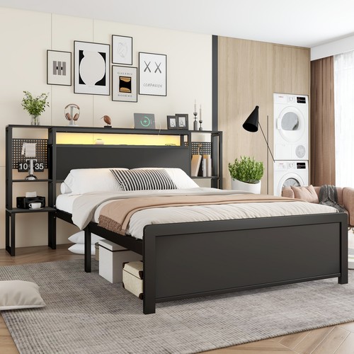 4ft6 double metal bed - double, w/