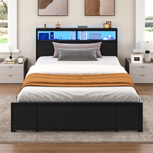 Double bed frame - bed, led