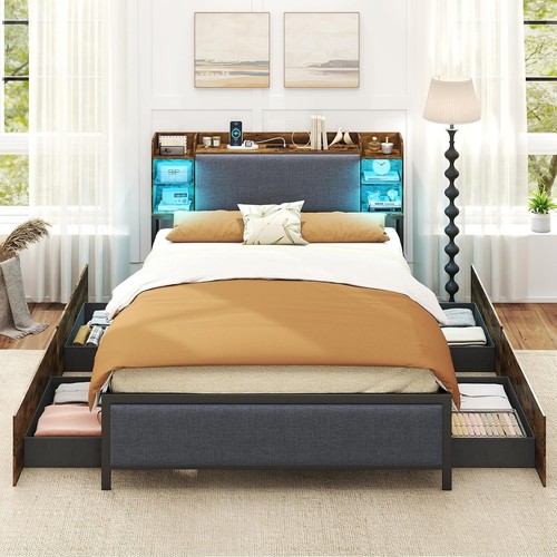 Double bed frame with - frame, led