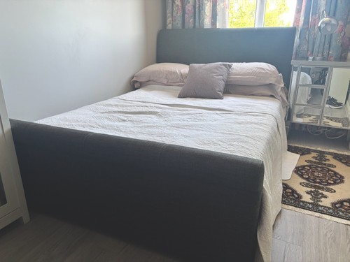 Grey upholstered fabric double - upholstered,