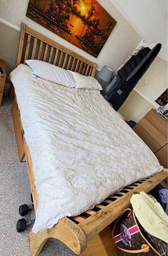 Double wood slatted bed frame - double,