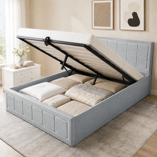 Luxury grey fabric divan bed - fabric,