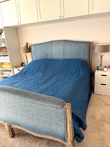 Blue upholstered double - blue,