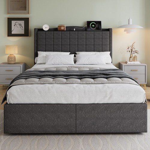 4ft6 double storage bed - storage, frame