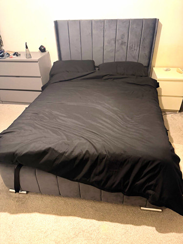 Grey velvet upholstered double - velvet,