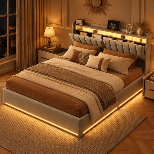 4ft6 double ottoman bed - double, frame