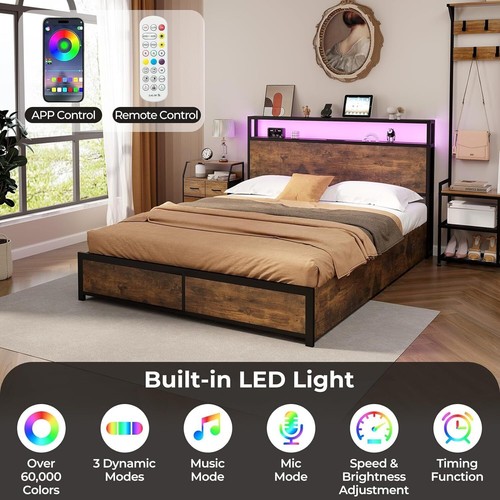 Double size bed - double, metal