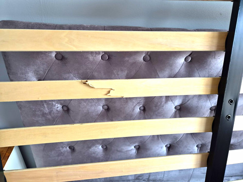 Grey upholstered double bed - upholstered,