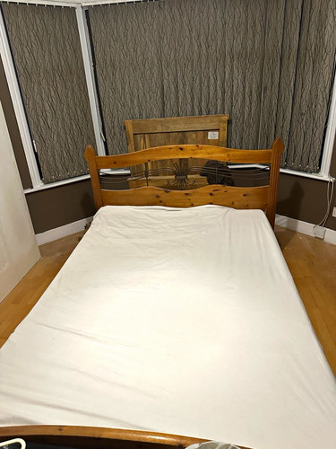 Double wooden bed frame with - wooden,
