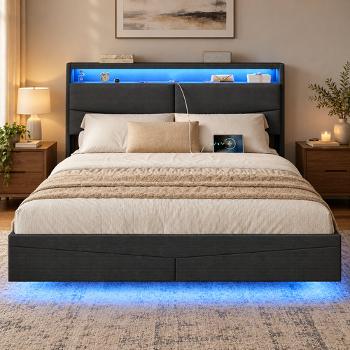 Double bed frame dark grey - frame,