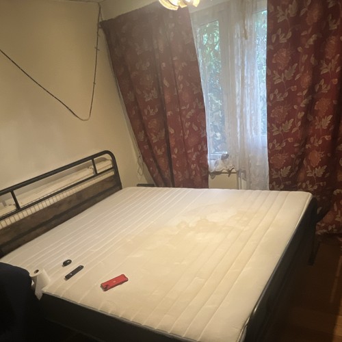Black metal double bed - black,