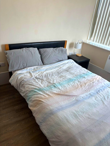 Double bed frame black faux - bed,